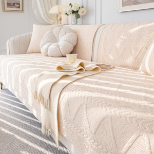 幸福派 北欧水洗纯棉沙发垫现代座垫民宿防滑提花沙发套罩四季通用 沙发垫