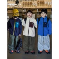 童酷男童冬款山系贴袋贴标宝宝上衣摇粒绒保暖立领儿童外套潮