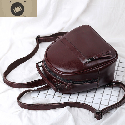 真皮双肩包女2019新款简约百搭时尚日系牛皮包复古休闲女士小背包艾狄伊娃