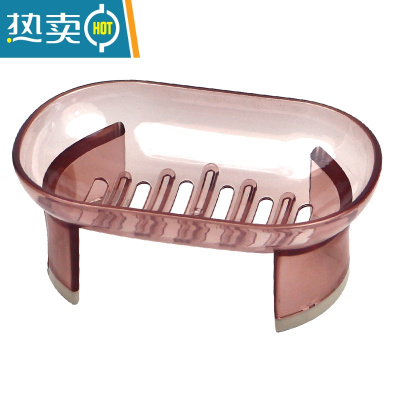 敬平卫生间创意香皂盒沥水高脚无盖透明皂架学生宿舍洗衣个性肥皂盒 酒红