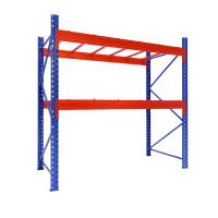 臻远 ZY4121449重型货架仓储高位货架单层称重3000kg 蓝橘色主架2层