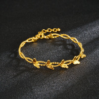 轻奢沙金镭射蝴蝶手镯首饰气质高级感可调节设计感手环手镀金饰品送女朋友老婆情人节七夕生日礼物