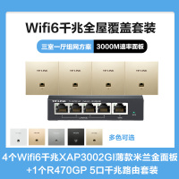 普联(TP-LINK)全屋覆盖WIFI6三室一厅3000M 5G双频无线面板AP套装4个wifi6面板XAP3002GI薄款(方)米兰金+5口千兆一体化路由器智能家居大户型复式别墅