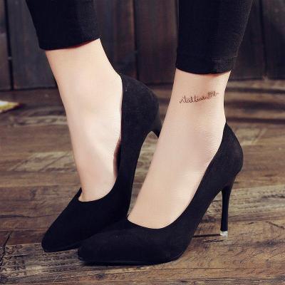 2019春秋新款休闲舒适高跟鞋女春尖头细跟猫跟鞋少女学生百搭性感黑色职业单鞋高跟鞋女纤婗(QIANNI)细跟黑色10CM36码