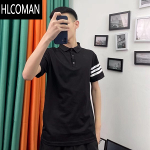 HLCOMAN2021夏季男休闲短袖翻领衫学生党T恤社会精小伙大码潮半袖