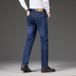 秋季中年牛仔裤男士简约轻奢宽松休闲裤子高弹力商务直筒裤