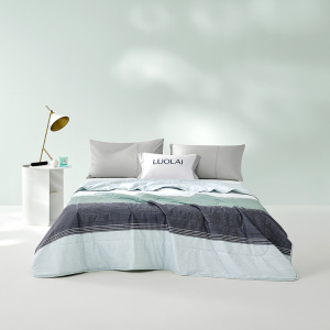 罗莱夏季双人全棉纤维被200×230cm轻盈透气绗缝设计 绿色 200*230cm