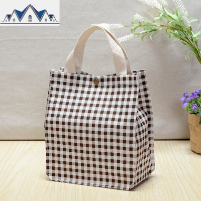 小清新棉麻布防水小拎袋饭盒袋便当包日韩帆布手提收纳袋午餐饭袋 三维工匠收纳包