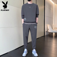花花公子运动服套装男士圆领卫衣搭配春季新款宽松休闲长裤一套男