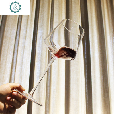 高脚杯2支装家用纯手工方形勃艮第玻璃葡萄酒杯水晶红酒杯封后时尚酒杯架+6支550ml玻璃杯