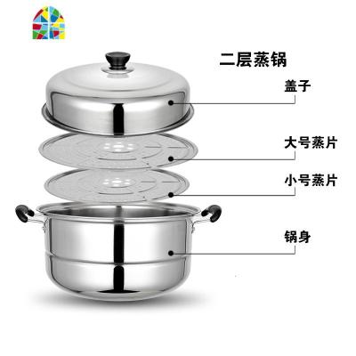 多层蒸锅不锈钢2 3 双三层加厚汤锅馒头蒸笼大电磁炉家用煤气 FENGHOU 26CM二层:无赠品