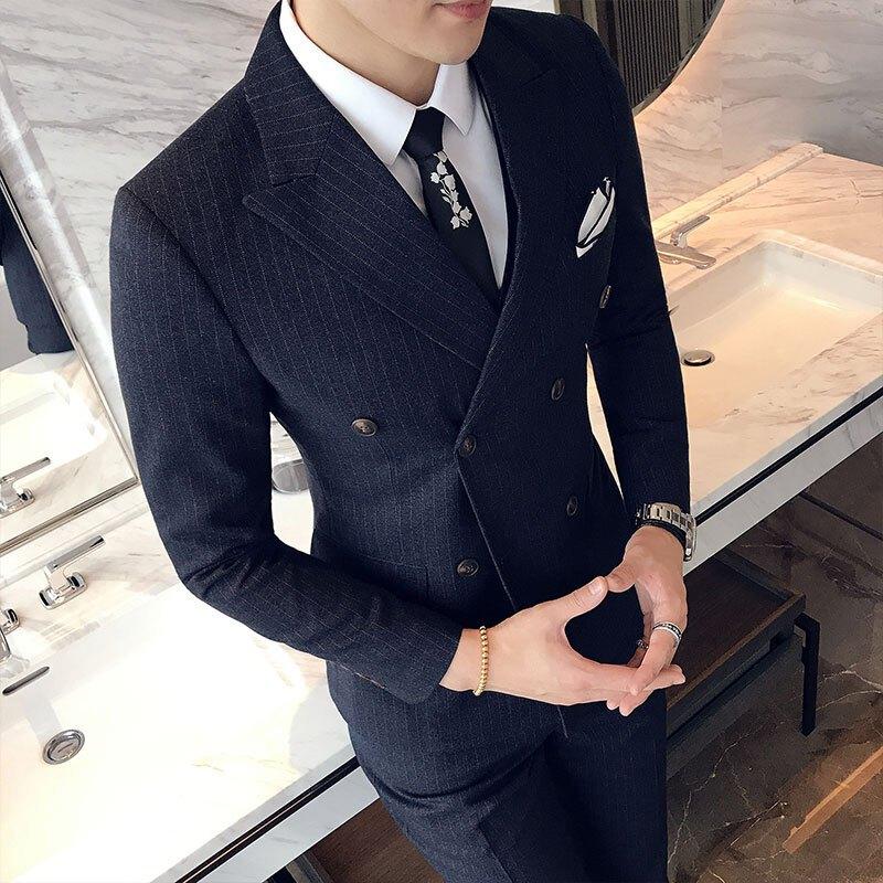 新郎西服套装结婚礼服商务正装西装三件套伴郎服韩版修身英伦西装