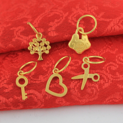 仿真黄金色三生三世多圈手镯女DIY配件爱心剪刀铃铛细手环吊坠子送女朋友老婆情人节七夕生日礼物