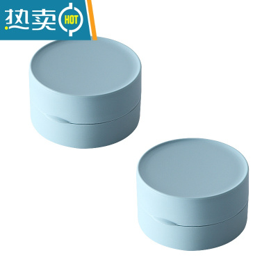 敬平跑道造型旅行肥皂盒便携创意香皂盒防水带盖皂塑料盒 蓝色小号[二个装]