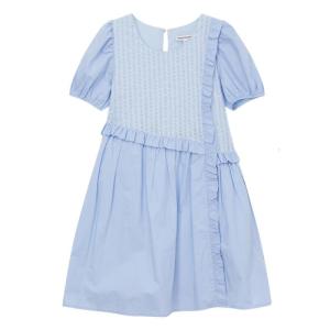 [1件5折价:159.5]美特斯邦威泡泡袖连衣裙女夏季新款拼接设计A摆阔形裙
