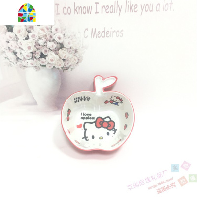 韩日式 仿塑料创意可爱米饭碗kitty苹果汤碗宝宝防摔餐具 FENGHOU 红色(草莓碗)