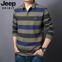 JEEPSPIRIT长袖T恤2025POLO衫商务休闲条纹上衣2010