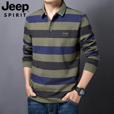JEEPSPIRIT长袖T恤2025POLO衫商务休闲条纹上衣2010