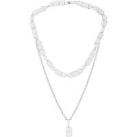 盖尔斯(GUESS)闪耀透明水晶叠层银色调项链女款时尚百搭配饰 glamorous