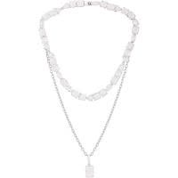 盖尔斯(GUESS)闪耀透明水晶叠层银色调项链女款时尚百搭配饰 glamorous