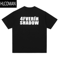 HLCOMAN 撞色宽松休闲夏季新款字母美式复古男女同款套头短袖T恤