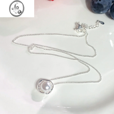 JiMis925银项链女款珍珠项链轻奢小众颈链锁骨链女高级感首饰圆圈吊坠