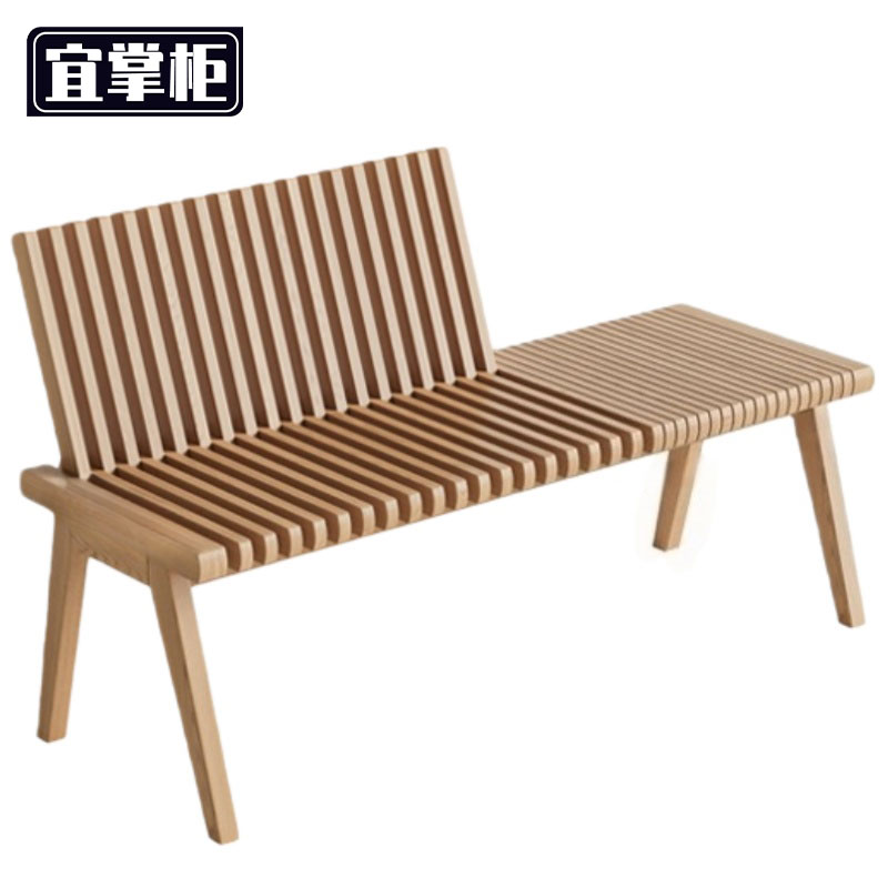 宜掌柜 折叠靠背长凳