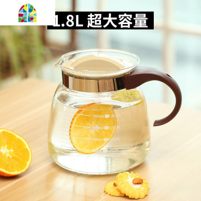 封后玻璃水壶耐热防爆凉水壶大容量可高温茶壶冷水壶凉水杯套装家用 FENGHO (送杯刷)1000毫升矮款+2只350毫升