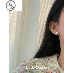 JiMiS925银银珍珠耳钉女馒头珠耳饰扁珍珠耳环扁圆2023新款高级感小众