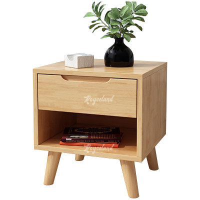 洛诗莲 (RoyceLand) 实木床头柜简约床边柜子收纳柜储物柜 斜脚单抽款