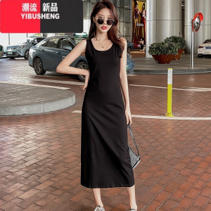 YIBUSHENG打底内搭长裙收腰气质显瘦连衣裙秋温柔风长款无袖背心裙女春