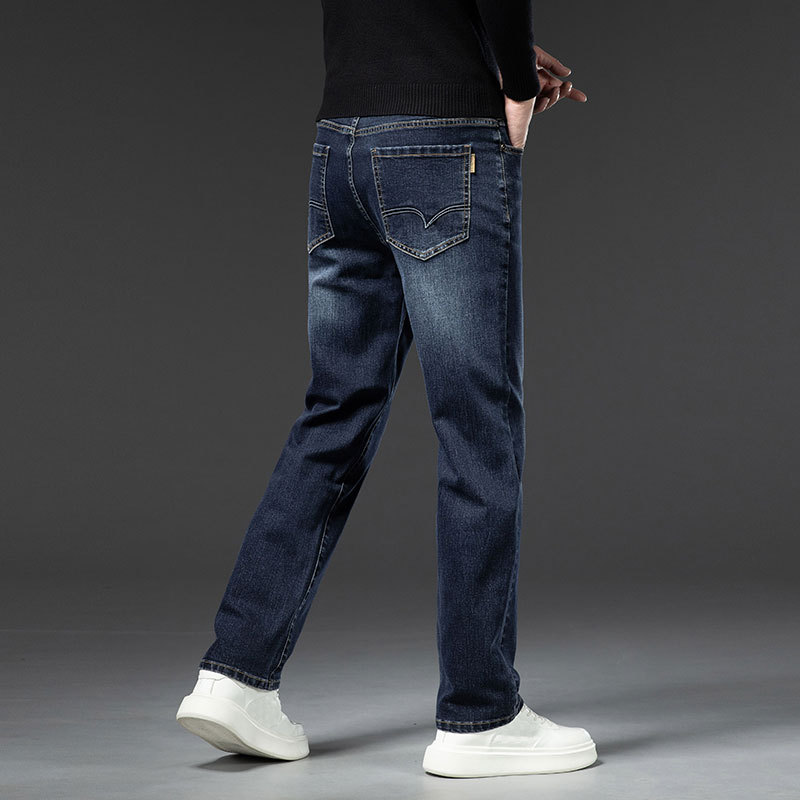 双层保暖一体绒直筒牛仔裤男高级感厚实聚暖热力绒棉弹加绒休闲裤