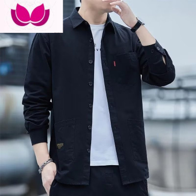 七斓工装衬衫男长袖潮牌ins宽松百搭痞帅衬衣韩版潮流纯色上衣