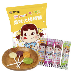 不二家大棒棒糖水果味牛奶味280g袋装多口味婚庆结婚喜糖零食品