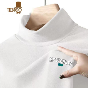 YANXU新款半高领双面德绒打底衫男士款中领纯色内搭冬季上衣长袖T