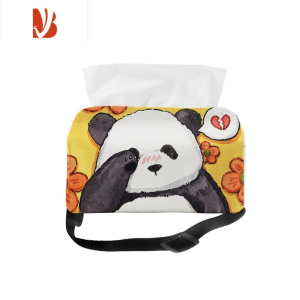 三维工匠国宝熊猫花花酱hb卡通可爱车载纸巾盒扶手箱汽车内抽纸盒挂式定制 B(小号16.5x11cm)