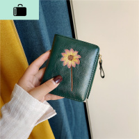 ins小钱包女短款2020新款韩版简约小清新刺绣搭扣拉链折叠零钱夹NEW LAKE