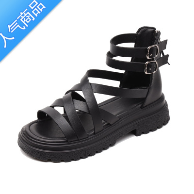 SUNTEK罗马凉鞋女厚底夏季镂空2023年新款百搭休闲时尚仙女风配裙子