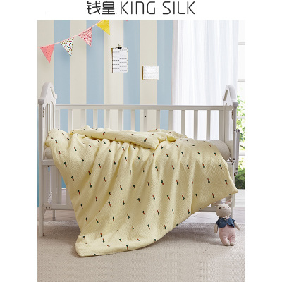 钱皇100%蚕丝被全棉儿童被学生全棉单人被子春秋被套幼儿园被子