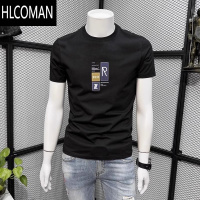 HLCOMAN男士高端简约短袖T恤潮牌夏季透气薄款修身圆领半袖体恤上衣