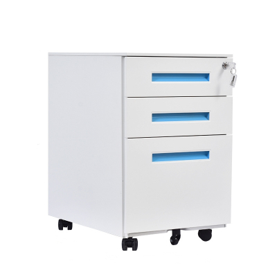 晋舰 活动柜矮柜储物柜文件柜资料柜挂劳柜带锁带轮小柜 天空蓝拉手