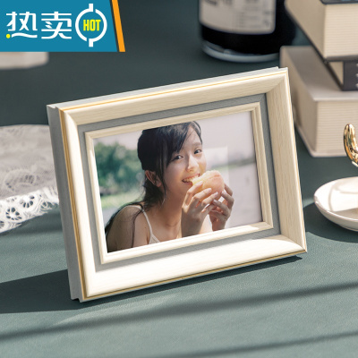 敬平欧式照片相框摆台高级感5寸6寸7寸8寸10寸A4画框像框摆件支架木框 弧边纹理白 A4(可放21*29.7cm)横竖