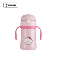 免费刻字杯具熊联名款KT猫婴儿保温杯带吸管宝宝学饮杯泡奶粉儿童小号水杯带手柄两用BEDDYBEAR学饮杯280ml