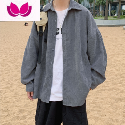 七斓ins潮牌灯芯绒衬衫男长袖潮流百搭春季宽松韩版情侣休闲衬衣外套