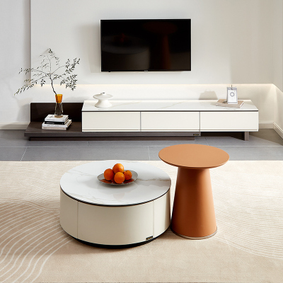 全友家居岩板茶几电视柜组合客厅简约轻奢家用可伸缩电视柜茶几中小户型客厅家具