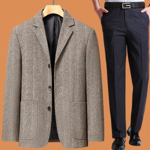 啄木鸟爸爸春装外套装中年西服男春秋季喜公公婚宴礼服中老年西装