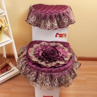 美帮汇欧式蕾丝马桶垫三件套家用通用坐便套拉链式坐垫圈冬季U型马桶套