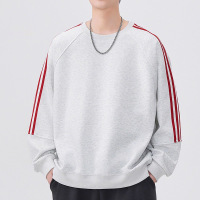 圆领卫衣男士秋季新款美式宽松打底上衣条纹休闲长袖T恤男潮