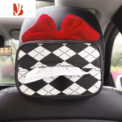 三维工匠创意可爱车载纸巾盒座椅车挂式车内纸抽盒扶手箱车用品装饰大全女 蝴蝶结纸巾盒02#