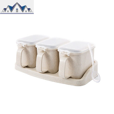 家用厨房塑料调料盒套装盐罐调味盒调味用品味精糖盐收纳盒佐料盒 三维工匠